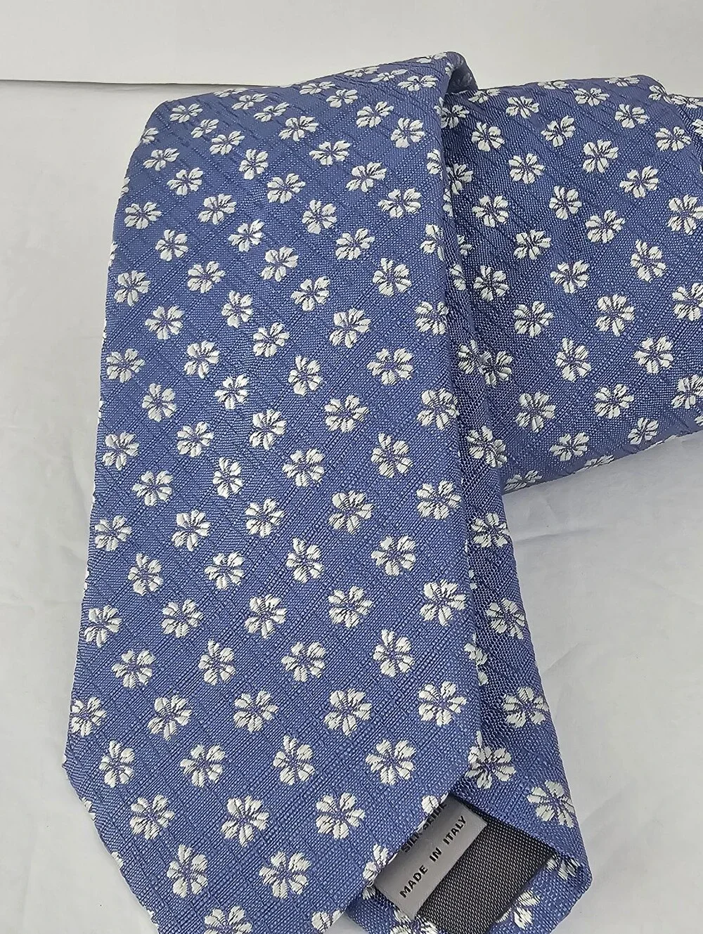 Canali 100% Silk Blue Periwinkle Floral Tie Luxury Made In Italy EUC